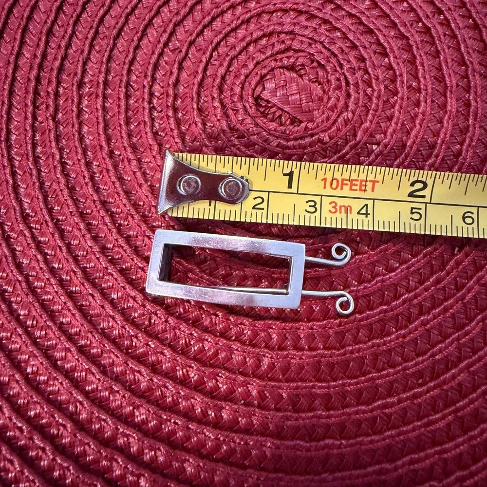 Vintage Mexican 925 Sterling Silver Hair Clip Barrette Rectangular Geometric 4g